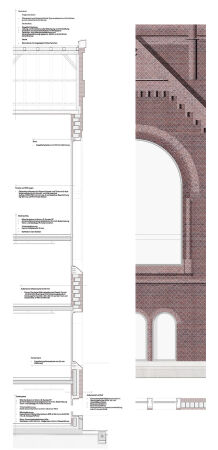 2. Preis: Barozzi Veiga (Barcelona) mit Kollektiv B (Leipzig) und Grieger Harzer Dvorak (Berlin), Fassadenschnitt