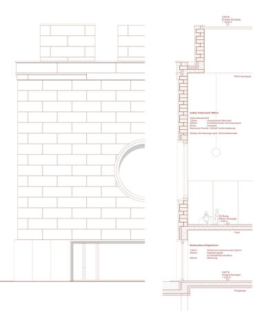 3. Preis: Atelier Kempe Thill (Rotterdam) mit Thrner Kaczmarek (Dsseldorf) und hochC Landschaftsarchitektur (Berlin), Fassadenschnitt
