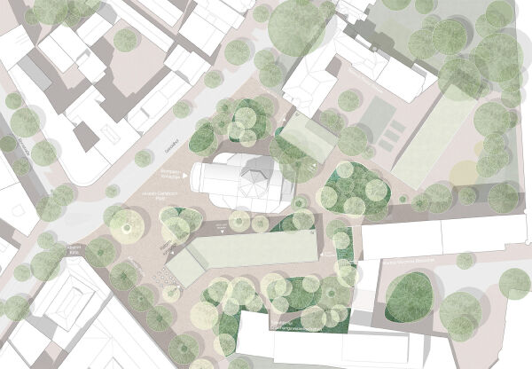 1. Preis: Schulz und Schulz (Leipzig) mit Haberland Architekten und POLA Landschaftsarchitekten (beide Berlin), Lageplan