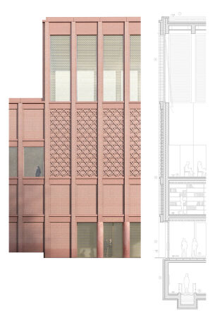 1. Preis: Schulz und Schulz (Leipzig) mit Haberland Architekten und POLA Landschaftsarchitekten (beide Berlin), Fassadenschnitt