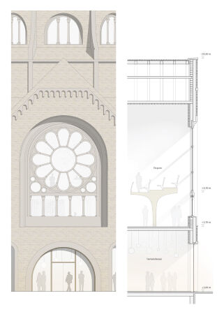 4. Preis: Architekturbro Bhm (Kln) mit JSWD Architekten und RMP Stephan Lenzen Landschaftsarchitekt:innen (beide Berlin), Fassadenschnitt