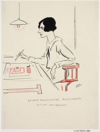 Portrtzeichnung Margarete Schtte-Lihotzkys aus dem Jahr 1927 von Lino Salini, Bild: Public Domain, via Wikimedia Commons