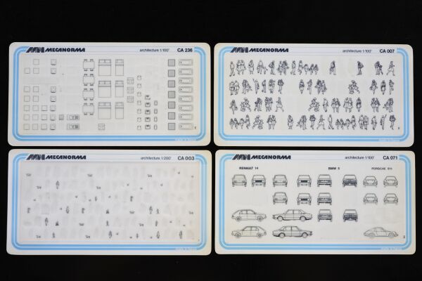 Gebrauchte Mecanorma-Rubbelbl�tter, ca. 1988.