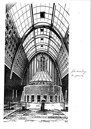 Jo Coenen, Fotokopie einer Fotomontage des Entwurfs f�r das Servicezentrum in der Hauptpost am Coolsingel, Rotterdam, 1987.