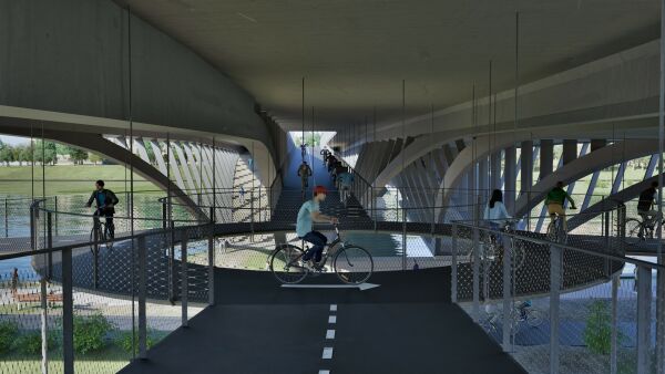 Siegerentwurf des studentischen Wettbewerbs Carolabr�cke