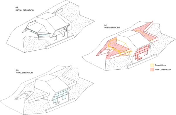 Axonometrie R�ck- und Neubau