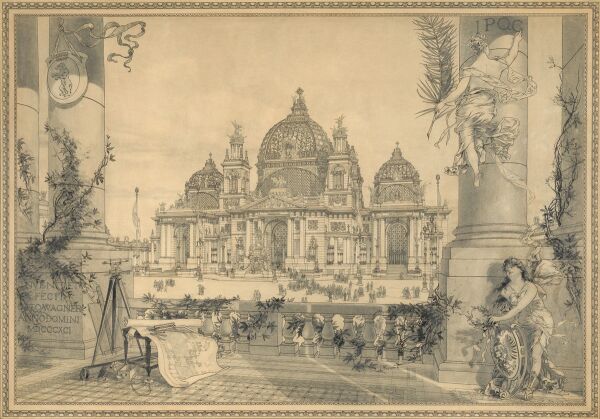 Studie f�r den Berliner Dom, 1890/91, Bleistift und Feder laviert, 57,5 � 81,4 cm