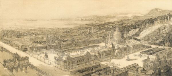 Idealprojekt Artibus, 1880, Bleistift und Feder, 74,8 � 131 cm