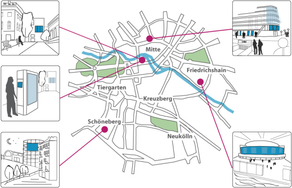 Karte der Installationen in Berlin