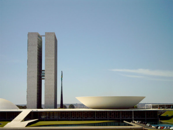 Zentrale Achse von Brasilia: Palazzo Planalto, Prsidentenpalast und Finanzministerium