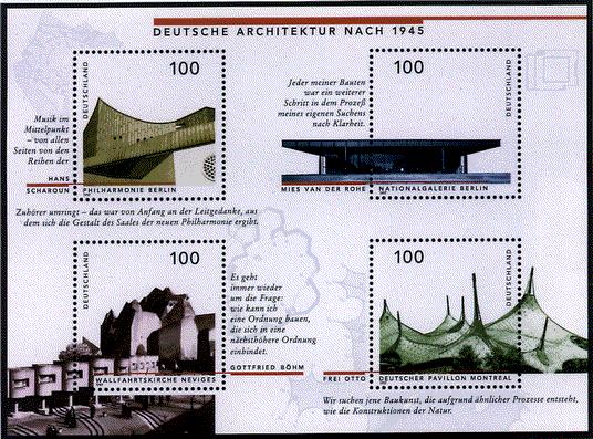 Am 6. Mrz erscheint die Briefmarkenblockausgabe: Deutsche Architektur nach 1945