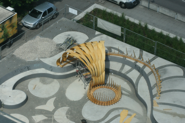 Holzpavillon in Stuttgart fertig