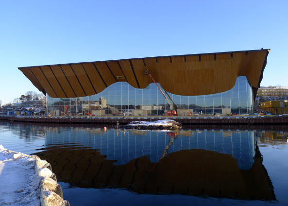 Fassade der Konzerthalle in Kristiansand fast fertig