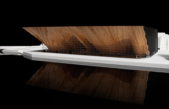 Kilden Performing Arts Centre, Neue Oper in Kristiansand, Norwegen, ALA Architects (Helsinki), Designtoproduction, gewellte Fassade, Wave Wall