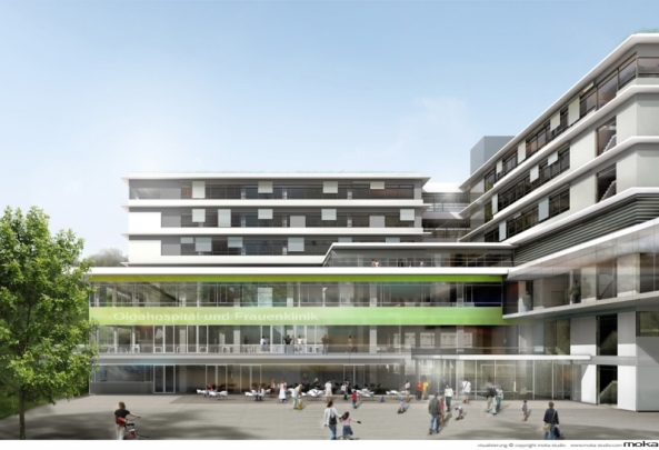 Baufortschritt am Olgahospital in Stuttgart